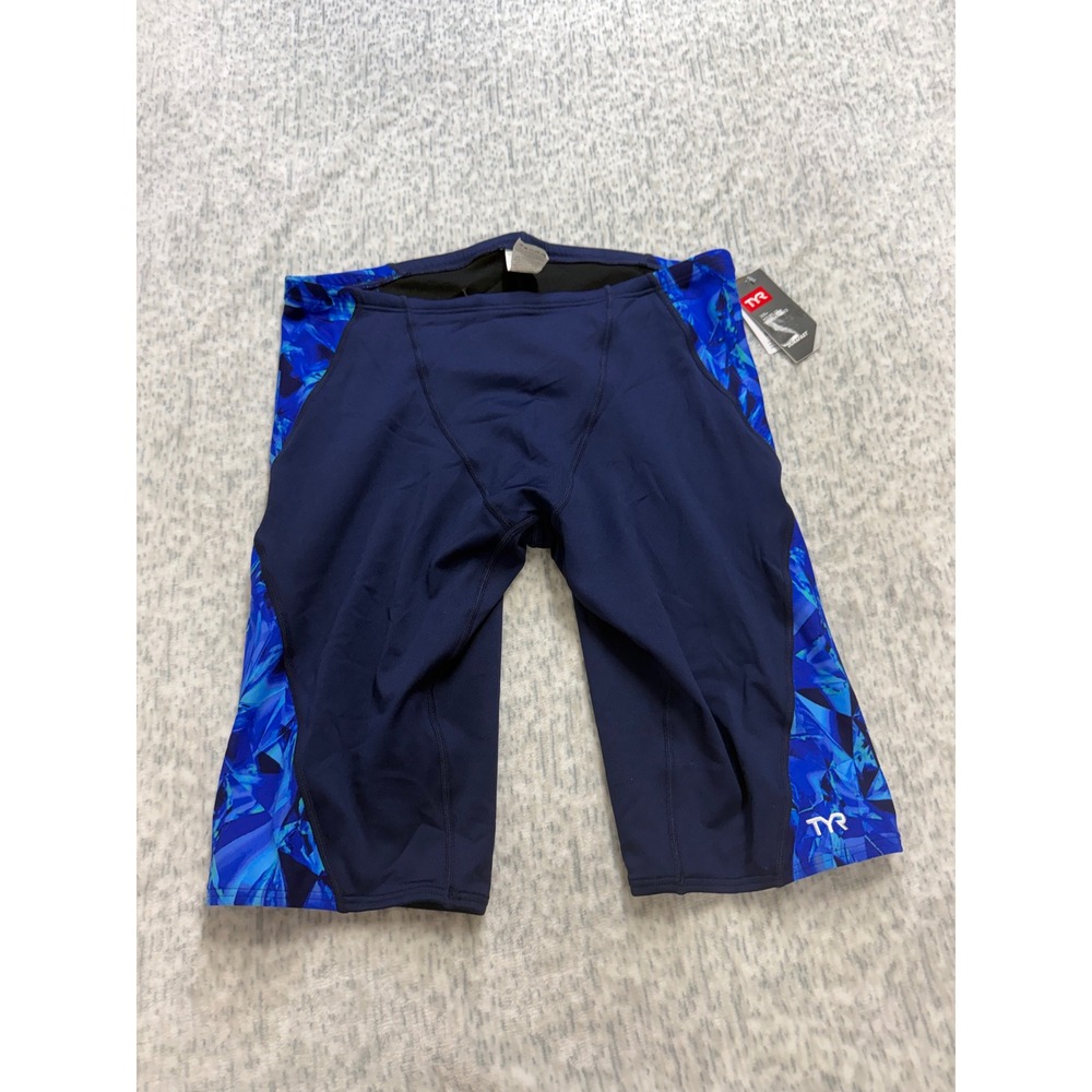 TYR Mens Blade Jammer Blue Geometric Swim Shorts Durafast SCRY7AH Size 38 XL